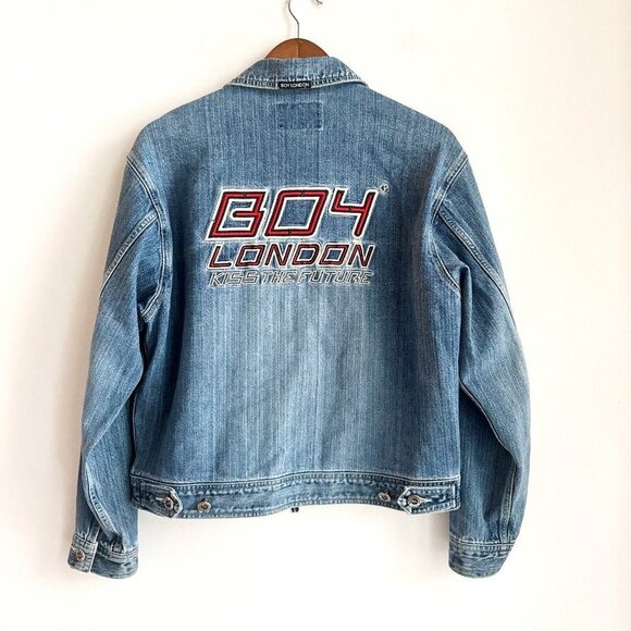 Vintage Boy London Denim PAtchowrkDistressed Jacket M